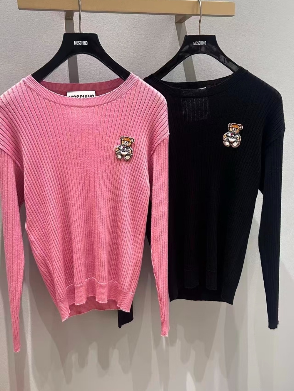 Moschino Black Knit Sweater w/ Gold Bear Logo | Size S |Authentic & Chic